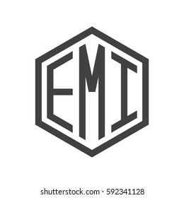 initial three letter logo hexagon black