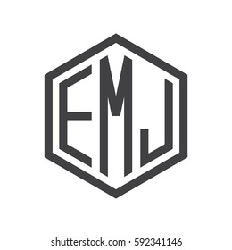 initial three letter logo hexagon black