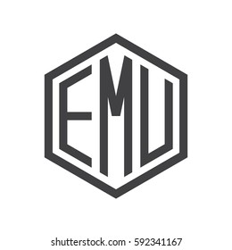 initial three letter logo hexagon black