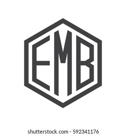 initial three letter logo hexagon black
