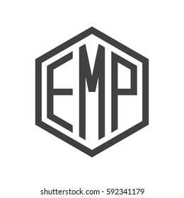 initial three letter logo hexagon black