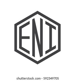 initial three letter logo hexagon black