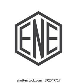 initial three letter logo hexagon black