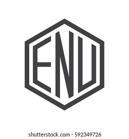 initial three letter logo hexagon black