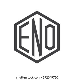 initial three letter logo hexagon black