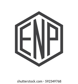 initial three letter logo hexagon black