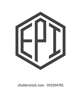 initial three letter logo hexagon black