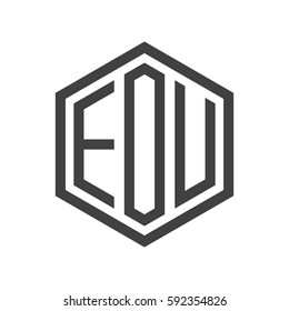 initial three letter logo hexagon black