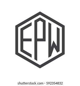 initial three letter logo hexagon black