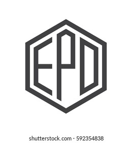 initial three letter logo hexagon black