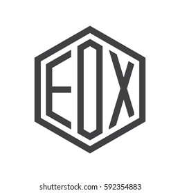 initial three letter logo hexagon black