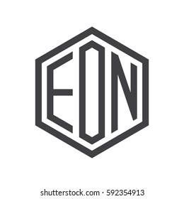 initial three letter logo hexagon black