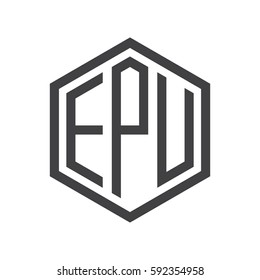 initial three letter logo hexagon black