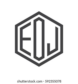 initial three letter logo hexagon black