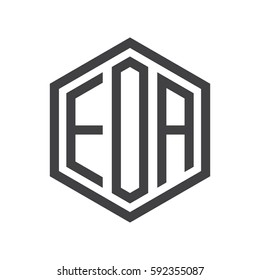 initial three letter logo hexagon black