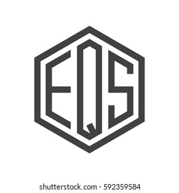 initial three letter logo hexagon black