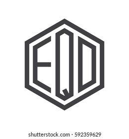 initial three letter logo hexagon black