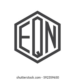 initial three letter logo hexagon black
