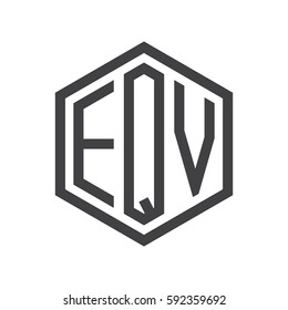 initial three letter logo hexagon black