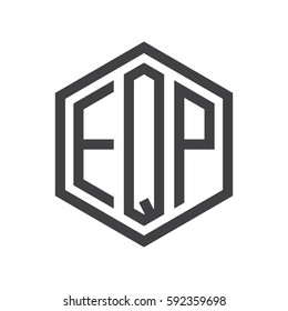 initial three letter logo hexagon black