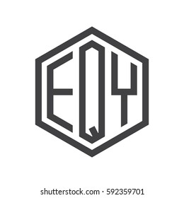 initial three letter logo hexagon black
