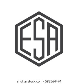 initial three letter logo hexagon black