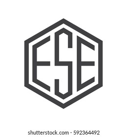 initial three letter logo hexagon black