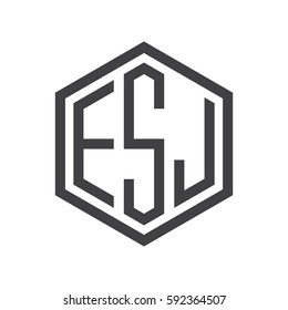 initial three letter logo hexagon black
