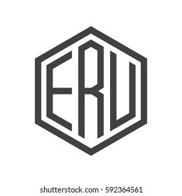 initial three letter logo hexagon black