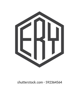 initial three letter logo hexagon black