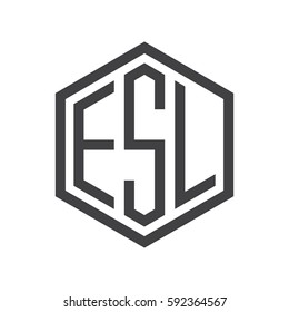 initial three letter logo hexagon black