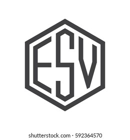 initial three letter logo hexagon black