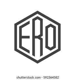 initial three letter logo hexagon black