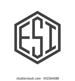 initial three letter logo hexagon black