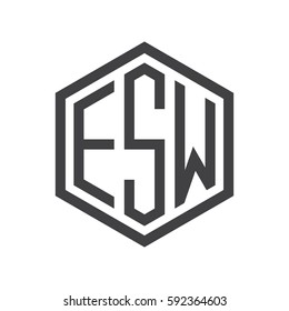 initial three letter logo hexagon black