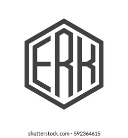 initial three letter logo hexagon black