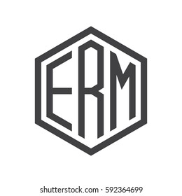 initial three letter logo hexagon black