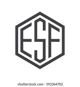 initial three letter logo hexagon black