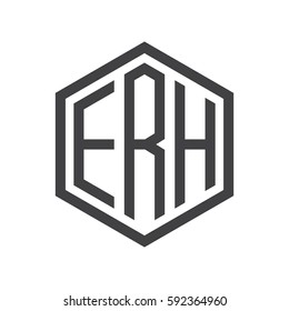 initial three letter logo hexagon black