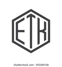 initial three letter logo hexagon black