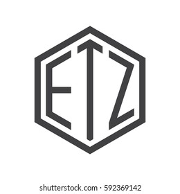 initial three letter logo hexagon black