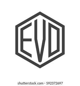 initial three letter logo hexagon black