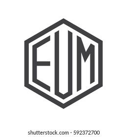 initial three letter logo hexagon black