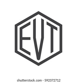 initial three letter logo hexagon black
