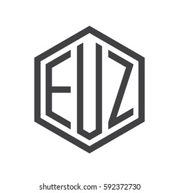 initial three letter logo hexagon black