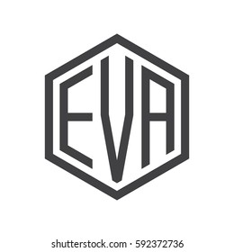 initial three letter logo hexagon black