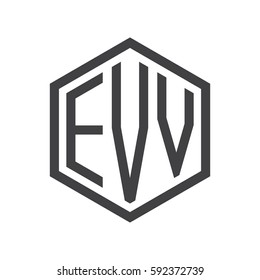 initial three letter logo hexagon black