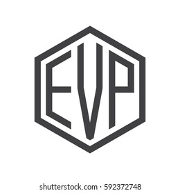 initial three letter logo hexagon black