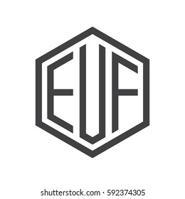 initial three letter logo hexagon black