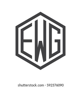 initial three letter logo hexagon black